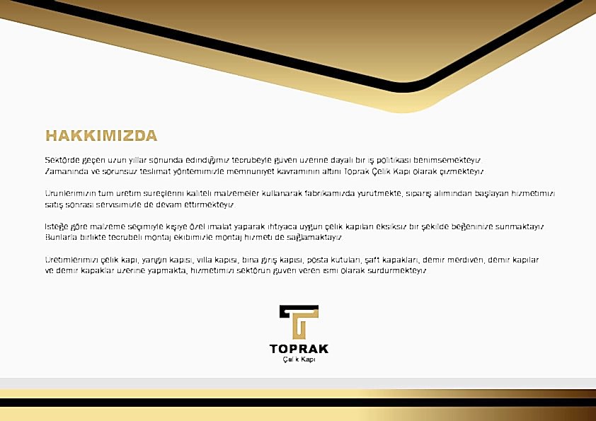 Toprak Çelik Kapı Katalog 1. Sayfa